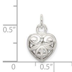 Sterling Silver 925 Heart Charm with Polished Anti-Tarnish Finish