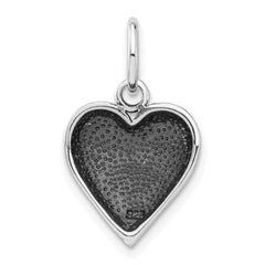 Sterling Silver 925 Heart Pendant with Polished Antiqued Finish