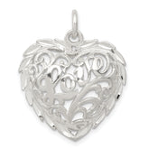 Sterling Silver Diamond-Cut Heart Charm
