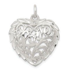 Sterling Silver Diamond-Cut Heart Charm