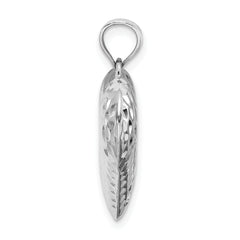 Sterling Silver Rhodium-Plated Heart Pendant with Polished Finish