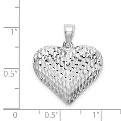 Sterling Silver Rhodium-Plated Heart Pendant with Polished Finish