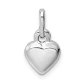 Sterling Silver Rhodium Plated Puffed Heart Charm
