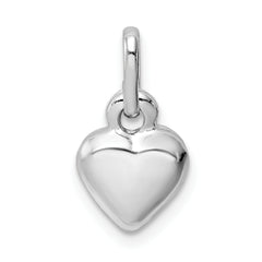Sterling Silver Rhodium Plated Puffed Heart Charm