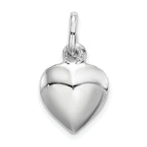 Sterling Silver Rhodium-plated Puffed Heart Charm