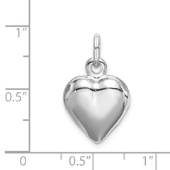 Sterling Silver 925 Puffed Heart Charm with Rhodium Finish Elegant Handcrafted Design