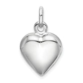 Sterling Silver Rhodium-plated Puffed Heart Charm