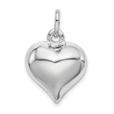 Sterling Silver Rhodium-plated Puffed Heart Charm