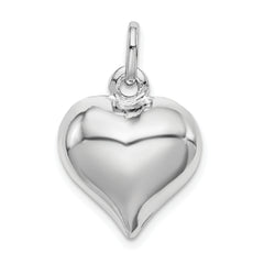 Sterling Silver Rhodium-plated Puffed Heart Charm