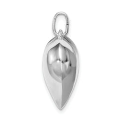 Sterling Silver 925 Heart Pendant with Rhodium Polished Handmade Charm