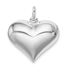 Sterling Silver 925 Heart Pendant with Rhodium Polished Handmade Charm