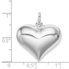 Sterling Silver 925 Heart Pendant with Rhodium Polished Handmade Charm