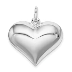 Sterling Silver Rhodium-plated Puffed Heart Pendant