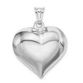 Sterling Silver Rhodium-plated Puffed Heart Pendant