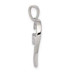 Sterling Silver 925 Polished MOM Heart Pendant with CZ Elegance