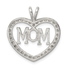 Sophia Jewelers Sterling Silver CZ Heart MOM Pendant with Rhodium Finish