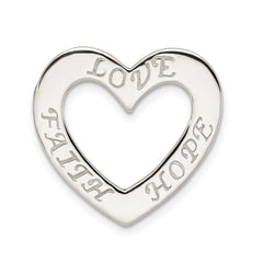 Sophia Jewelers Sterling Silver Heart Pendant with Faith, Hope, Love Theme