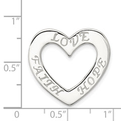 Sophia Jewelers Sterling Silver Heart Pendant with Faith, Hope, Love Theme