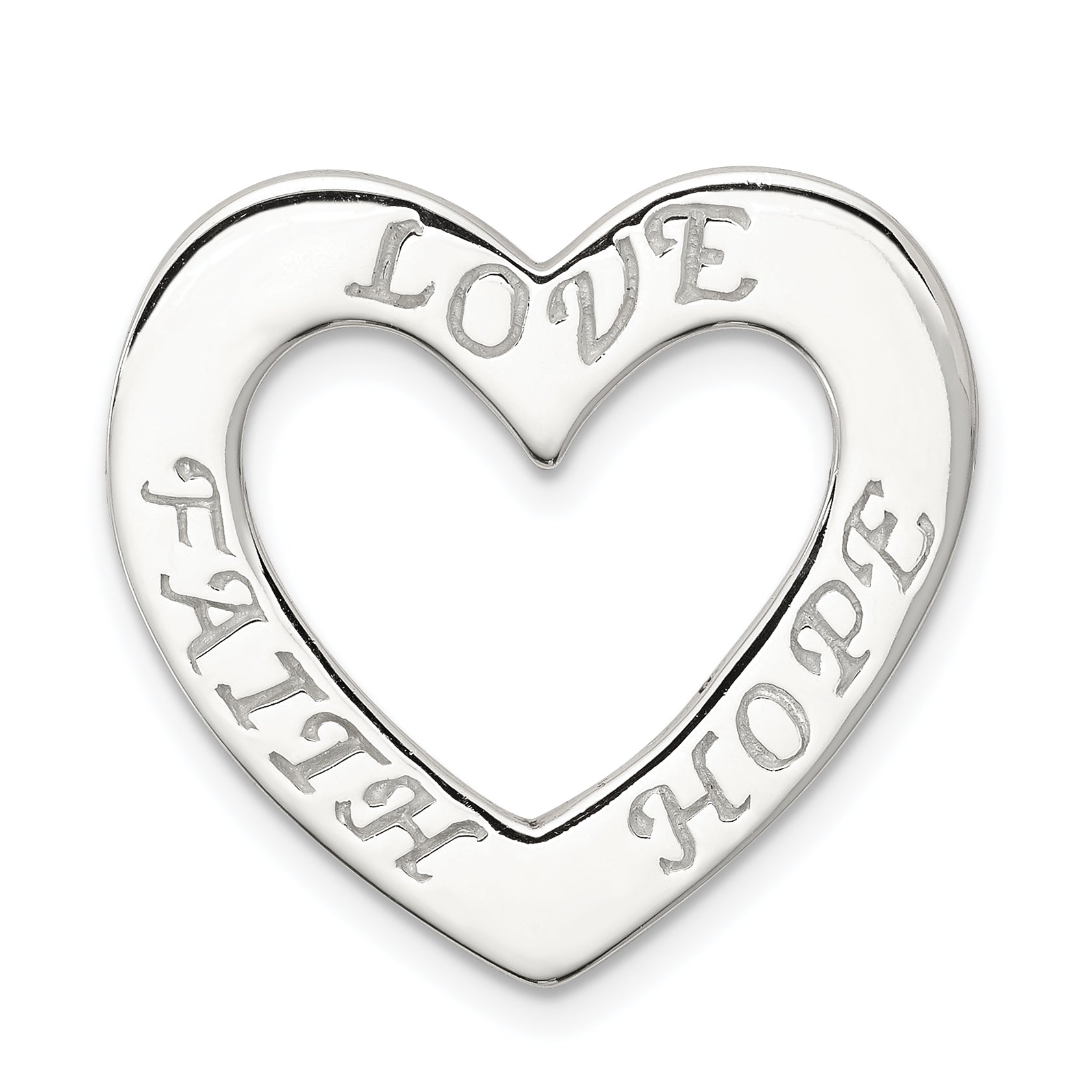 Sterling Silver Faith, Hope, and Love Heart Pendant