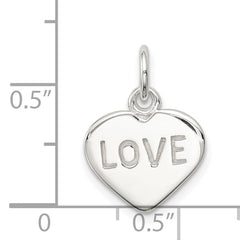 Sterling Silver 925 Love Heart Charm with Polished Anti-Tarnish Finish