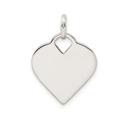 Sterling Silver 925 Engravable Heart Charm with Polished Anti-Tarnish Finish