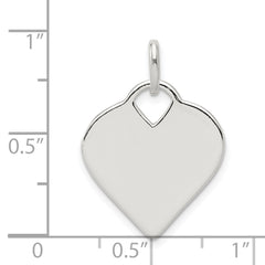 Sterling Silver 925 Engravable Heart Charm with Polished Anti-Tarnish Finish
