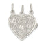 Best Friends 3-Piece Break-Apart Heart Charm in Sterling Silver, 19mm - Sophia Jewelers