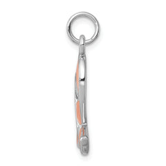 Sterling Silver Rhodium-Plated Enamel Ribbon Charm Polished Elegance