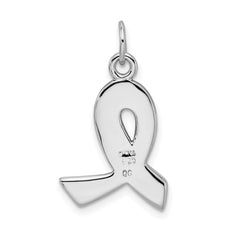 Sterling Silver Rhodium-Plated Enamel Ribbon Charm Polished Elegance