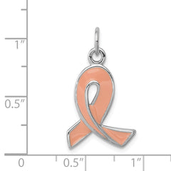 Sterling Silver Rhodium-Plated Enamel Ribbon Charm Polished Elegance