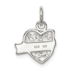 Sophia Jewelers Polished Sterling Silver Heart Daughter Charm with Anti-Tarnish Finish