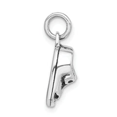 Sterling Silver 925 Baby Shoes Charm with Polished 3D Antiqued Design