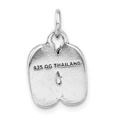 Sterling Silver 925 Baby Shoes Charm with Polished 3D Antiqued Design