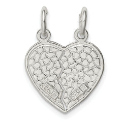 Sterling Silver 925 Heart Charm Pendant Set with Anti-Tarnish Finish