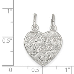 Sterling Silver 925 Heart Charm Pendant Set with Anti-Tarnish Finish