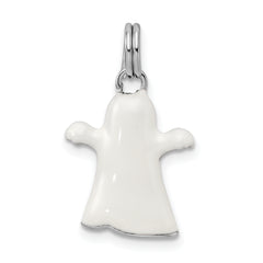 925 Sterling Silver Ghost Charm with Rhodium Finish and Enamel Accents