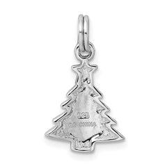 Sterling Silver Enamel Christmas Tree Charm with Rhodium Elegance