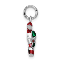 Sophia Jewelers Sterling Silver Enamel Candy Cane Charm with Rhodium Finish