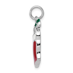 Sophia Jewelers Sterling Silver Enamel Stocking Charm Rhodium Finish