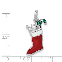 Sophia Jewelers Sterling Silver Enamel Stocking Charm Rhodium Finish