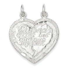 Sterling Silver 925 Best Friend Break Apart Heart Charm Polished Finish