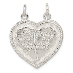 Sterling Silver 925 Best Friend Break Apart Heart Charm Polished Finish