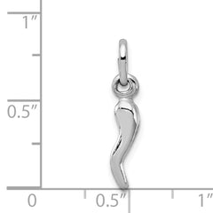 Sterling Silver Men's Rhodium-Plated Italian Horn Charm 3D Polished Finish