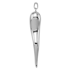Sterling Silver 925 Men's Italian Horn Pendant Handcrafted 3D Rhodium-Plated
