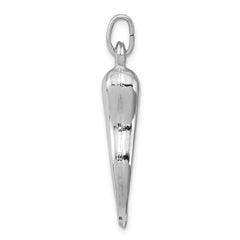 Sterling Silver 925 Men's Pendant with 3D Polished Italian Horn Design