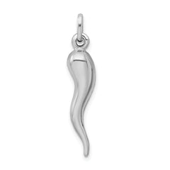 Sterling Silver 925 Men's Pendant with 3D Polished Italian Horn Design