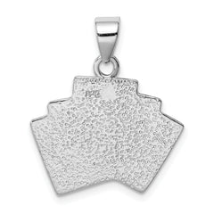 Sterling Silver 925 Polished Enamel Royal Flush Men's Pendant
