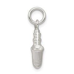Sterling Silver 925 Saxophone Charm with Polished 3D Design