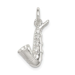 Sterling Silver 925 Saxophone Charm with Polished 3D Design