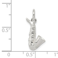 Sterling Silver 925 Saxophone Charm with Polished 3D Design